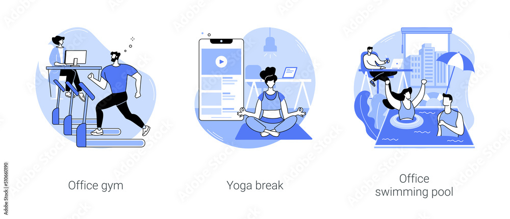 Fototapeta premium Recreational facilities in modern office isolated cartoon vector illustrations se
