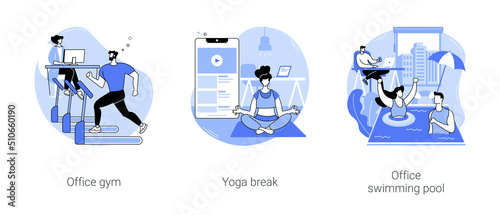Recreational facilities in modern office isolated cartoon vector illustrations se