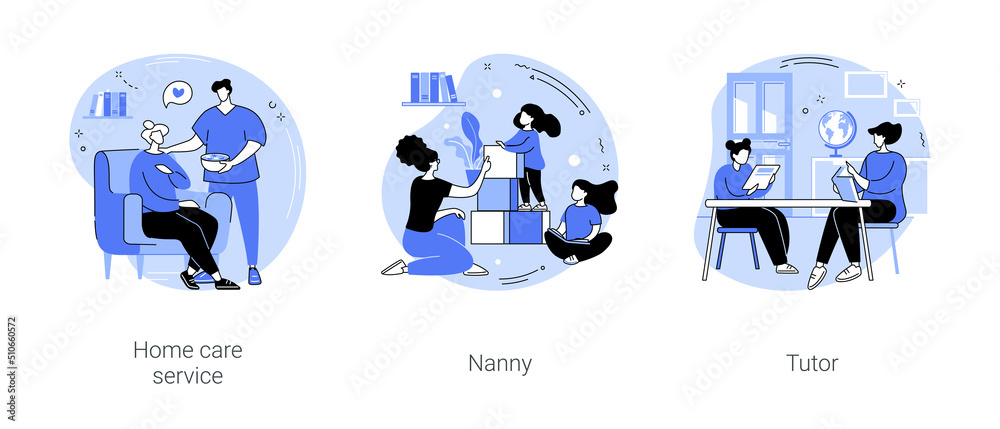 Caregiver services isolated cartoon vector illustrations se