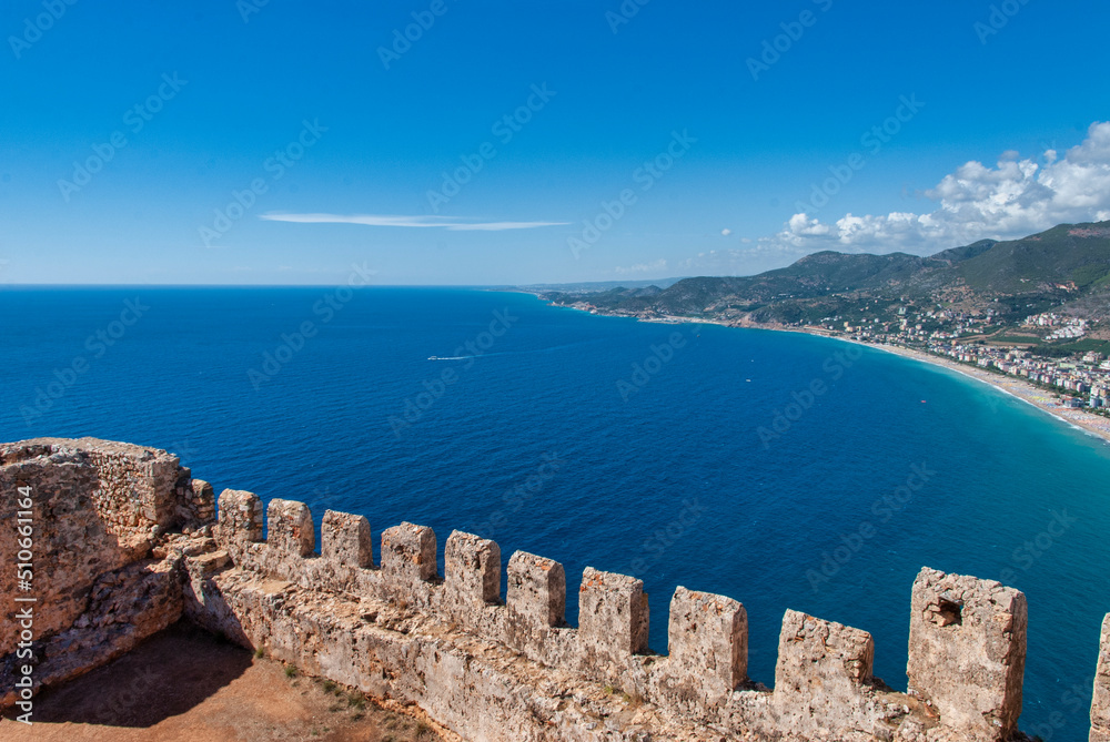 view of the sea from the castle