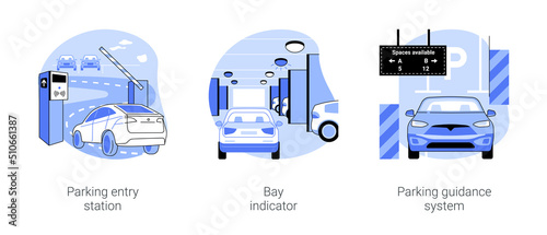 Smart parking management system isolated cartoon vector illustrations se