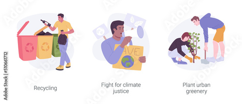 Eco activism isolated cartoon vector illustrations set.