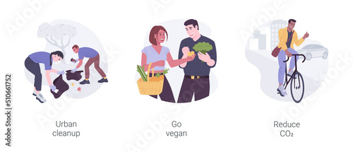 Care for environment isolated cartoon vector illustrations set.