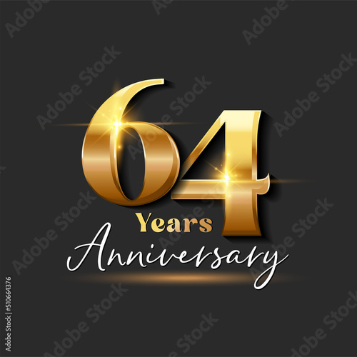 64 years Anniversary Gold Logotype number photo