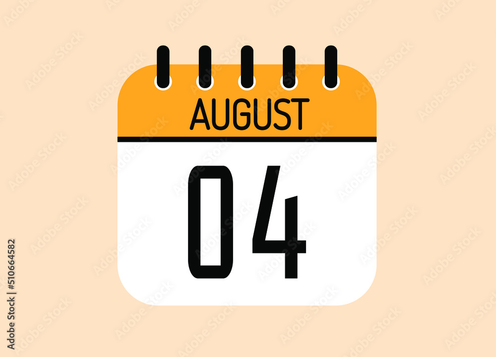 Day 4 August calendar template. Banner for the month of august. Day 4 August calendar template. Banner for the month of august.