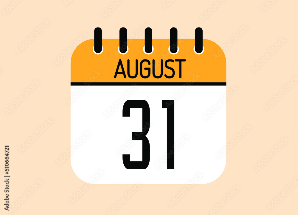 Day 31 August calendar template. Banner for the month of august. Day 31 August calendar template. Banner for the month of august.