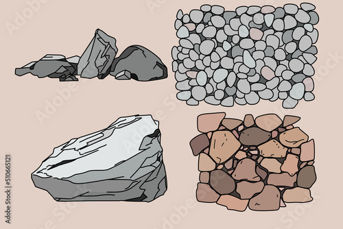 Various stones collection. Stones seamless pattern