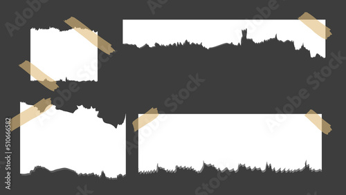 Set of torn ripped paper sheets texture  isolated on black background ,  Flat Modern design , Illustration Vector  EPS 10