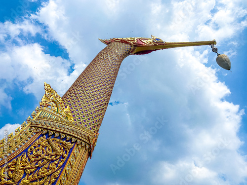 Wat Chalo boat temple on water in Nonthaburi, Thailand photo