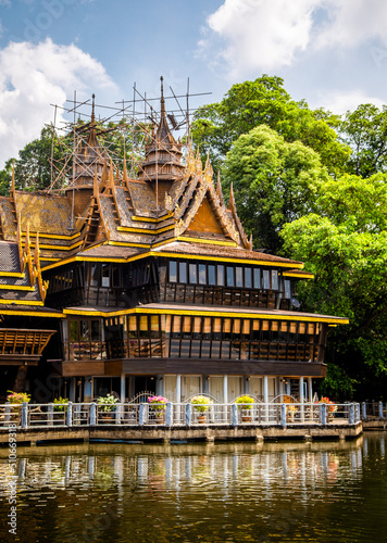 Wat Sangkhathan temple on water in Nonthaburi, Thailand
