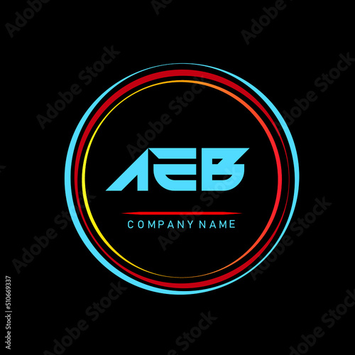 AEB,A E B Alphabet Letter Design With Creative Circle ,A EB Letter Logo Design, AEB Letter Logo Design On Black background, business and company, letter logo design for company photo