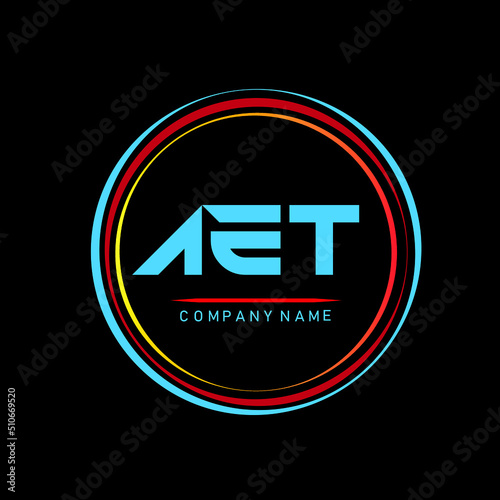 AET,A E T Alphabet Letter Design With Creative Circle ,A ET Letter Logo Design, AET Letter Logo Design On Black background, business and company, letter logo design for company photo