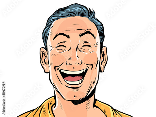 male face laugh emotion. Joy humor friendliness happiness positive kindness love