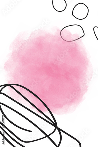 Boho watercolor background. Organic shapes, white background, invitation design, abstract.