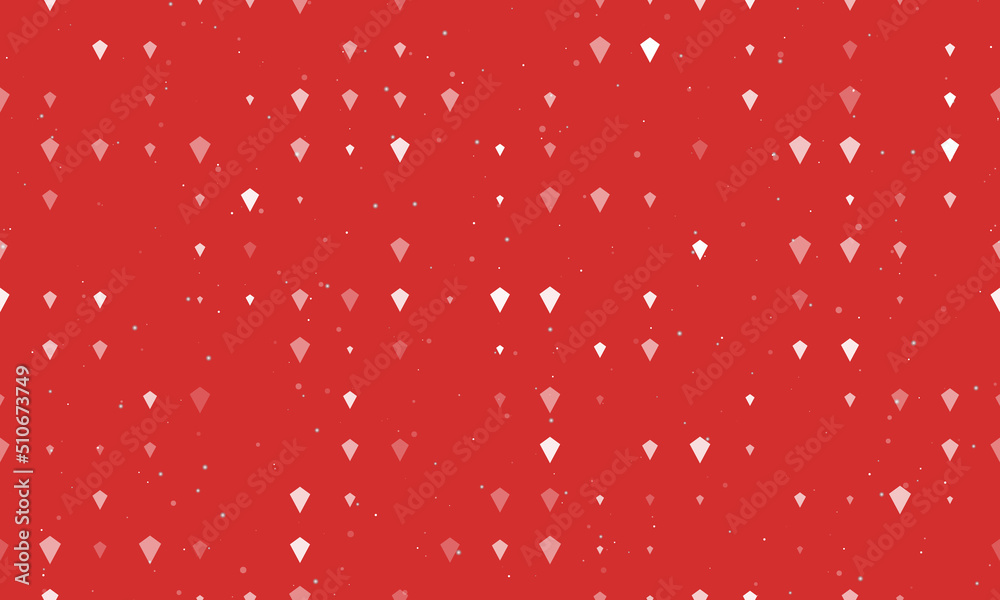 Seamless background pattern of evenly spaced white kite symbols of different sizes and opacity. Vector illustration on red background with stars Seamless background pattern of evenly spaced white kite symbols of different sizes and opacity. Vector illustration on red background with stars