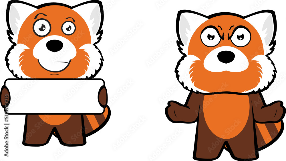 Fototapeta premium chibi red panda cartoon expressions pack illustration in vector format