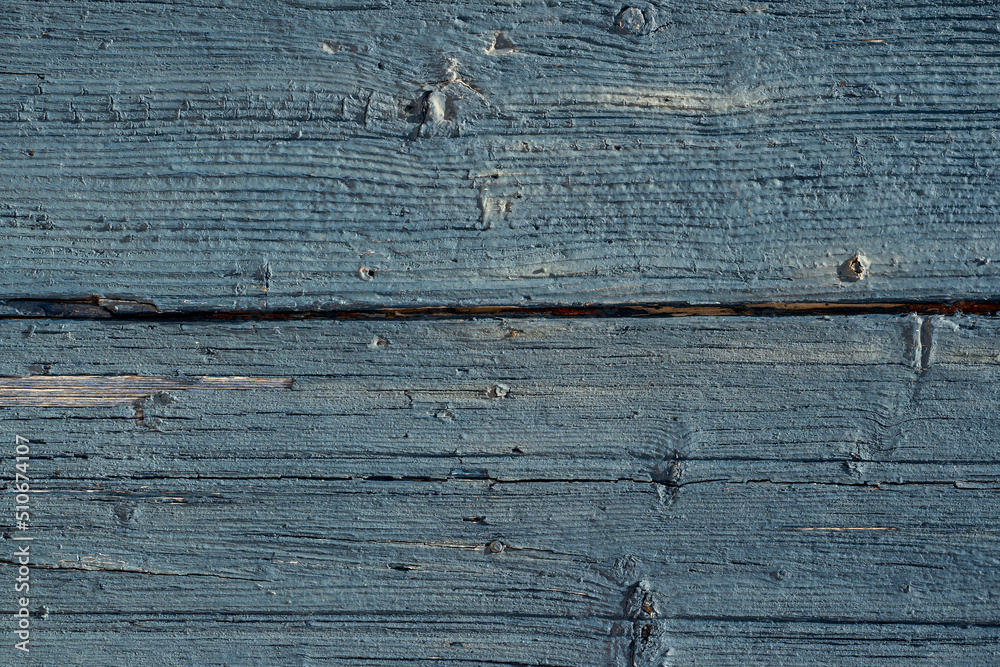 Wood planks texture background. Rough surface of old wood with blue color