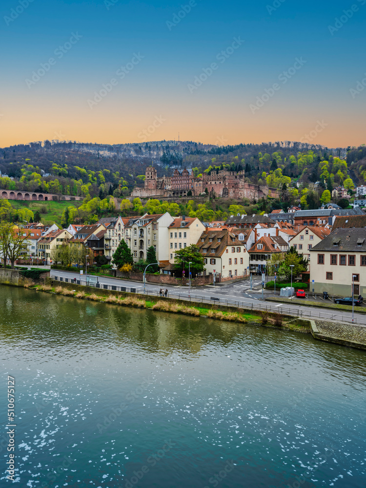 Portrait shot of Heidelberg old town in Germany