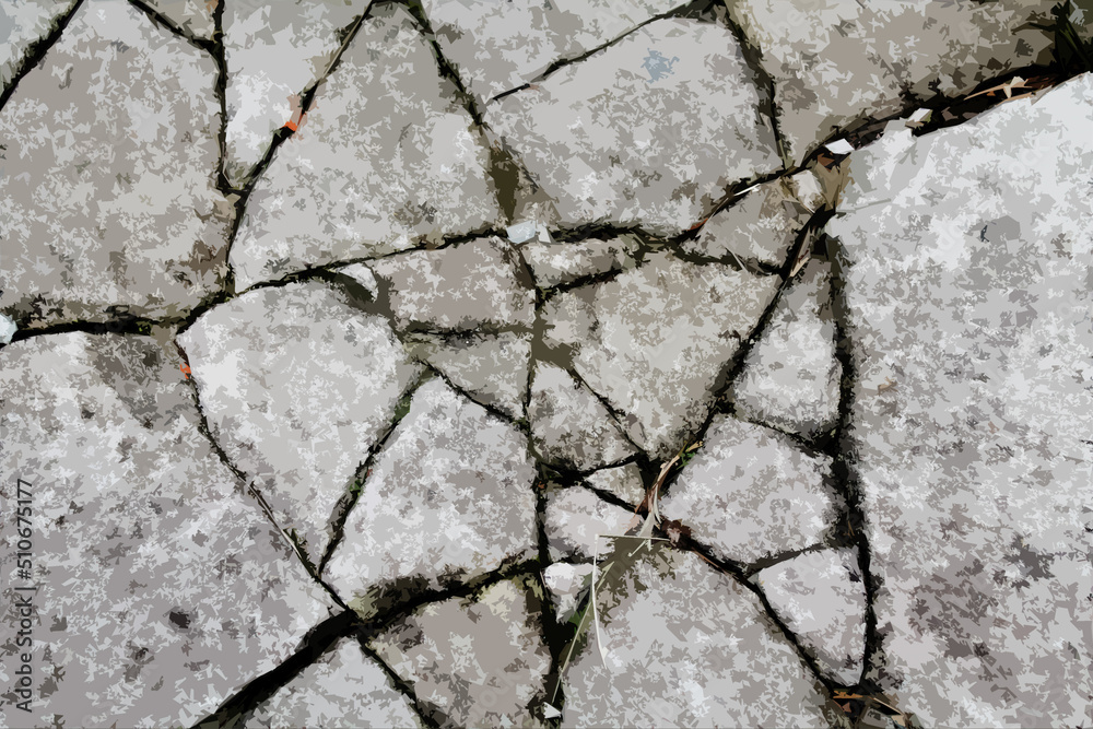 illustration concrete wall with cracks and brick illustration concrete wall with cracks and brick