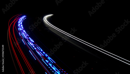 ambulance lights traffic in the night highway