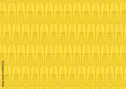 Corn icon. Corn doodle pattern wallpaper. Corn on yellow background.