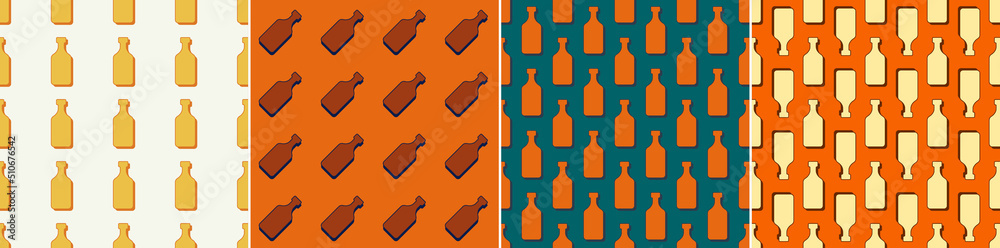 Rum bottles seamless pattern. Line art style. Outline image. Colored repeat template. Party drinks concept. Illustration on color background. Flat design style for any purposes Rum bottles seamless pattern. Line art style. Outline image. Colored repeat template. Party drinks concept. Illustration on color background. Flat design style for any purposes