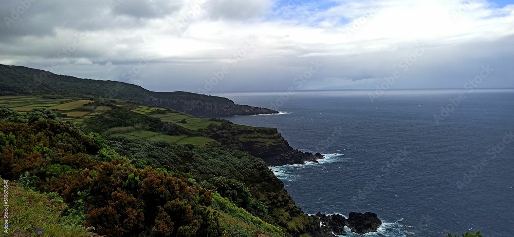 Views from Terceira Island towards the ocean through and through the vegetation