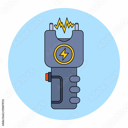 black stun gun for self-defense from bandits. flat vector illustration.