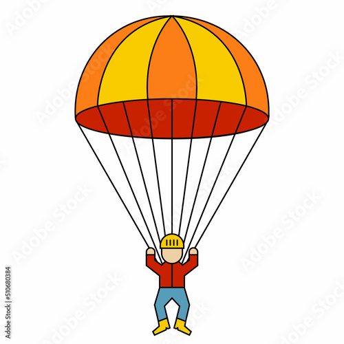parachutist descends to the ground. jump from an airplane with a parachute. flat vector illustration.