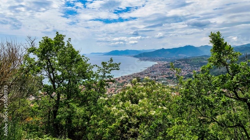 landscape of the beautiful village of Borgio Verezzi, in western Liguria, on a splendid spring day in 2022