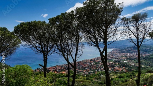 Fotografie landscape of the beautiful village of Borgio Verezzi, in western Liguria, on a s