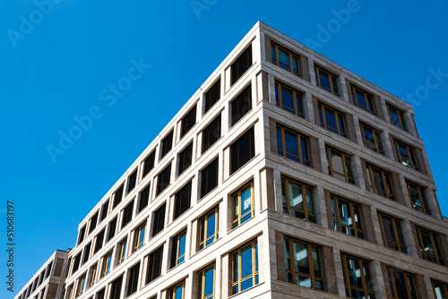 Modern office building facade, real estate exterior