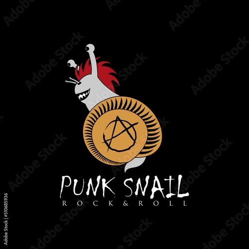 slug punk illustration logo flat snail anarchy sticker design