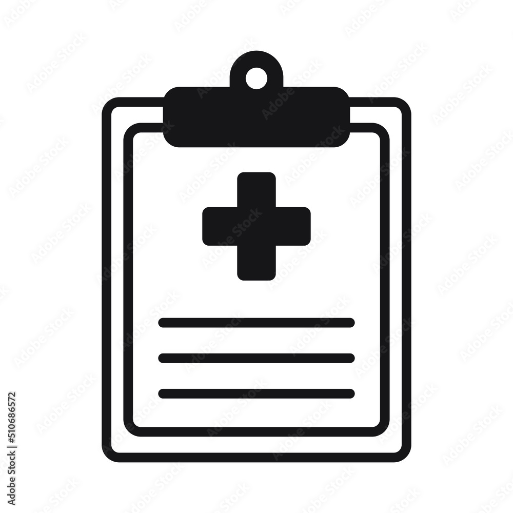 Medical record icon, medical report icon, clipboard with cross vector isolated