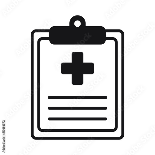 Medical record icon, medical report icon, clipboard with cross vector isolated