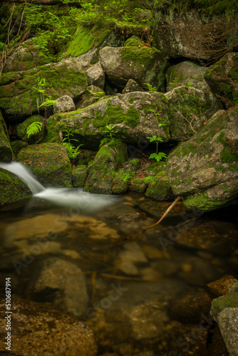 Waterfall of Jodlowka creek near Borowice village in Krkonose mountains