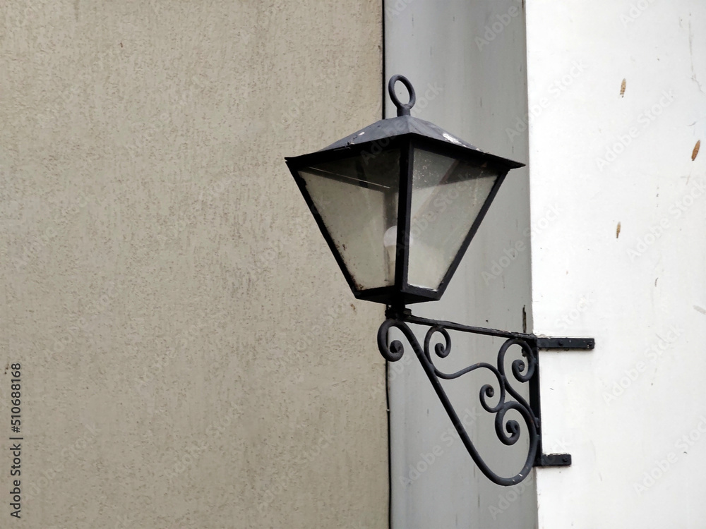 Village lamp lamp glass cage hanging wall texture cement building house corner Village lamp lamp glass cage hanging wall texture cement building house corner