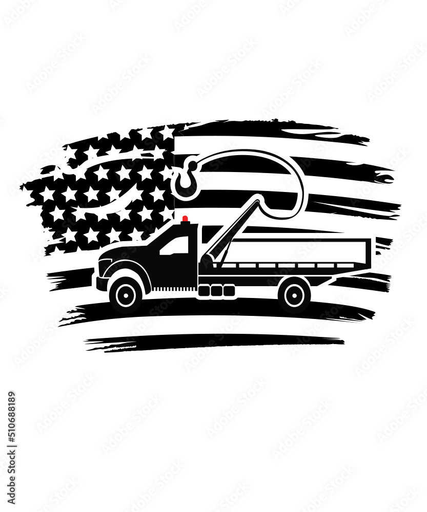 Vecteur Stock tow truck svg, towing truck svg, towing truck driver flag ...