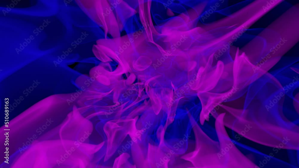 Blue purple abstract cloud, gas, smoke, background. Seamless loop. 3d render.