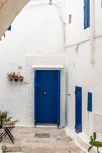 Beautiful and cozy white streets in the town historic center of Ostuni  Apulia Italy