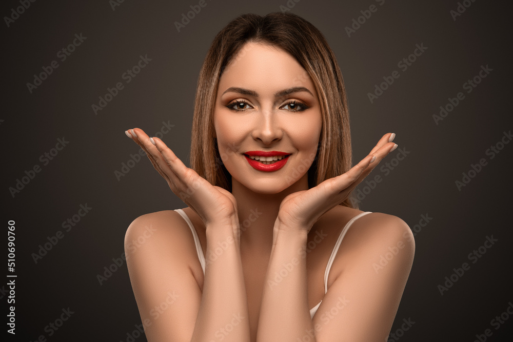 Beautiful flirty woman. Clear skin. SPA concept. Natural beauty. Stylish model Beautiful flirty woman. Clear skin. SPA concept. Natural beauty. Stylish model