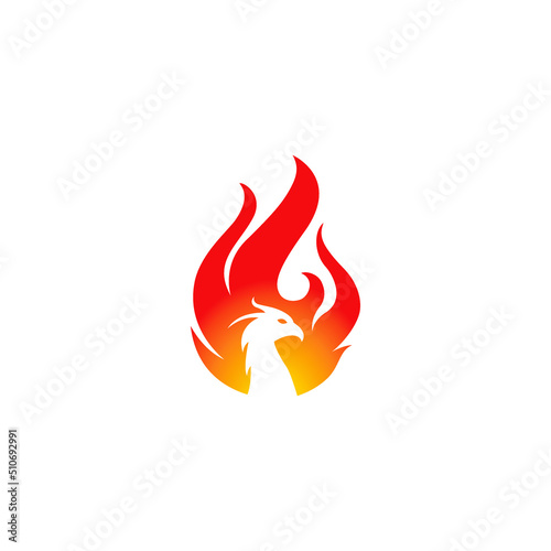 vector illustration of fire and phoenix for icon, symbol or logo 