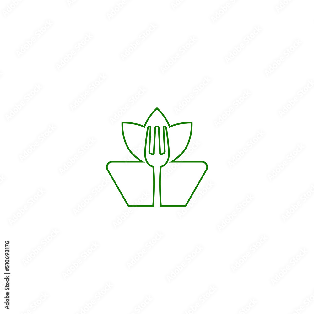Leaf and cutlery vector illustration for restaurant icons, symbols and logos Leaf and cutlery vector illustration for restaurant icons, symbols and logos