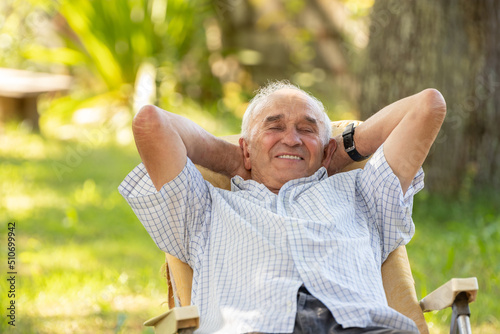 senior man resting happy outdoors