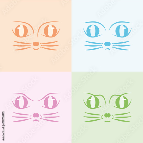 set of cat faces-set of cat faces-cat whiskers