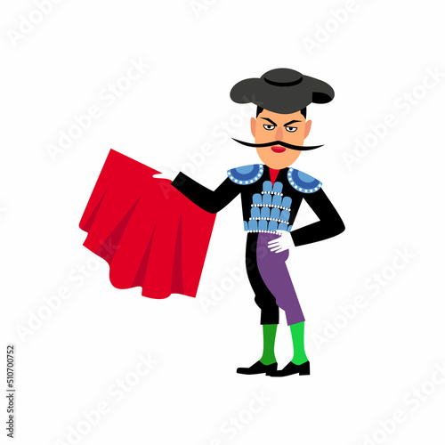 Spanish matador cartoon isolated on the white background
