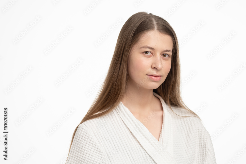Portrait of beautiful woman. Female skin care. Healthy long natural hair and beauty skin. Moisturizer cream and eye patches. Portrait of beautiful woman. Female skin care. Healthy long natural hair and beauty skin. Moisturizer cream and eye patches.