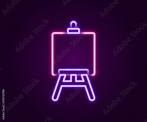 Glowing neon line Wood easel or painting art boards icon isolated on black background. Colorful outline concept. Vector