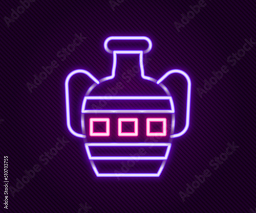 Glowing neon line Ancient amphorae icon isolated on black background. Colorful outline concept. Vector