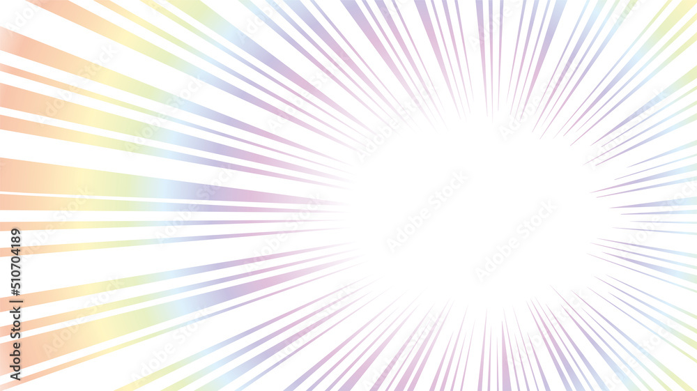 横長の集中線　レインボーカラー